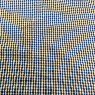 Cotton Seersucker Check Dark Blue