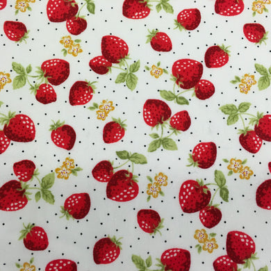 Ivory Strawberry Cotton Poplin Print