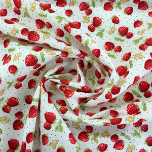Ivory Strawberry Cotton Poplin Print