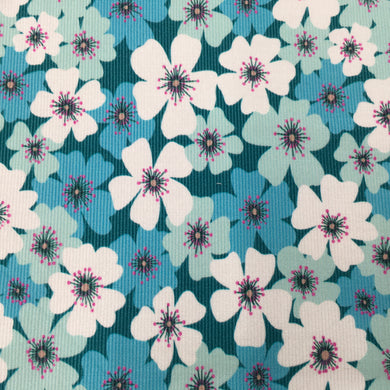Turquoise Floral Needlecord Digital Print