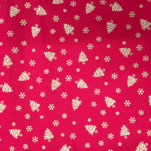 Load image into Gallery viewer, Red/Gold Trees/Snowflakes Metallic Foil Cotton Print🎄