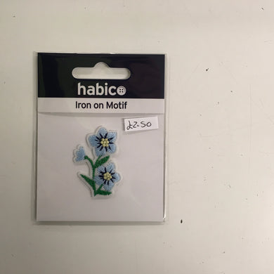Blue Flower Iron On Motif