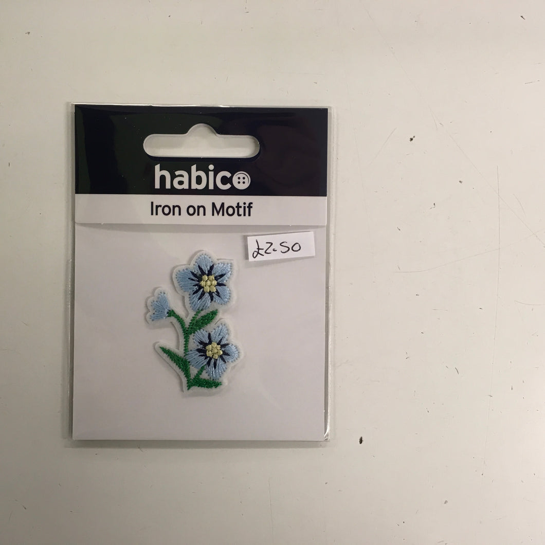 Blue Flower Iron On Motif
