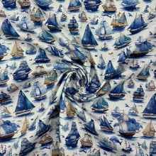 Load image into Gallery viewer, Cotton Poplin Ships at Sea