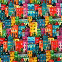 Load image into Gallery viewer, Multi Houses Poplin Print