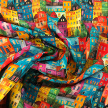 Load image into Gallery viewer, Multi Houses Poplin Print