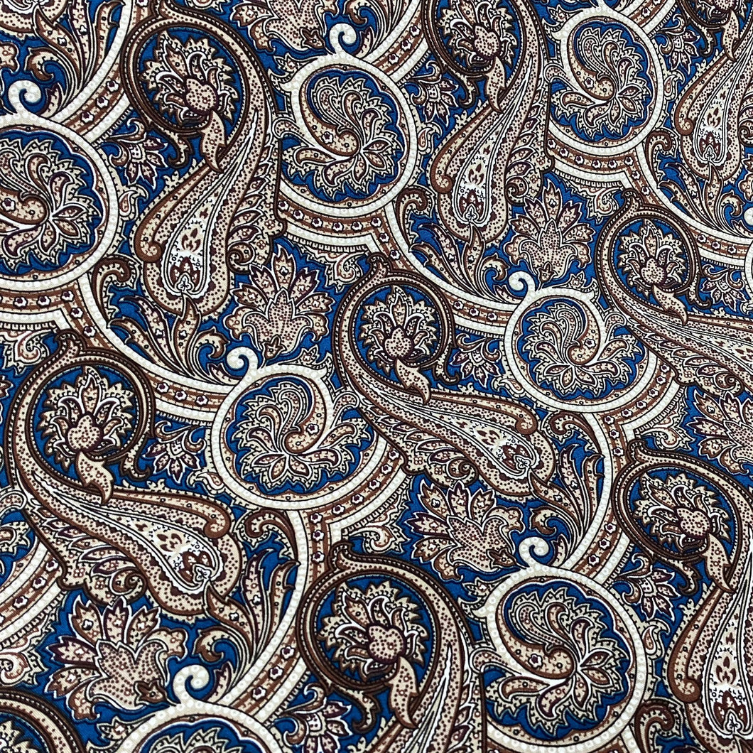 Blue/Brown Paisley Poplin Print