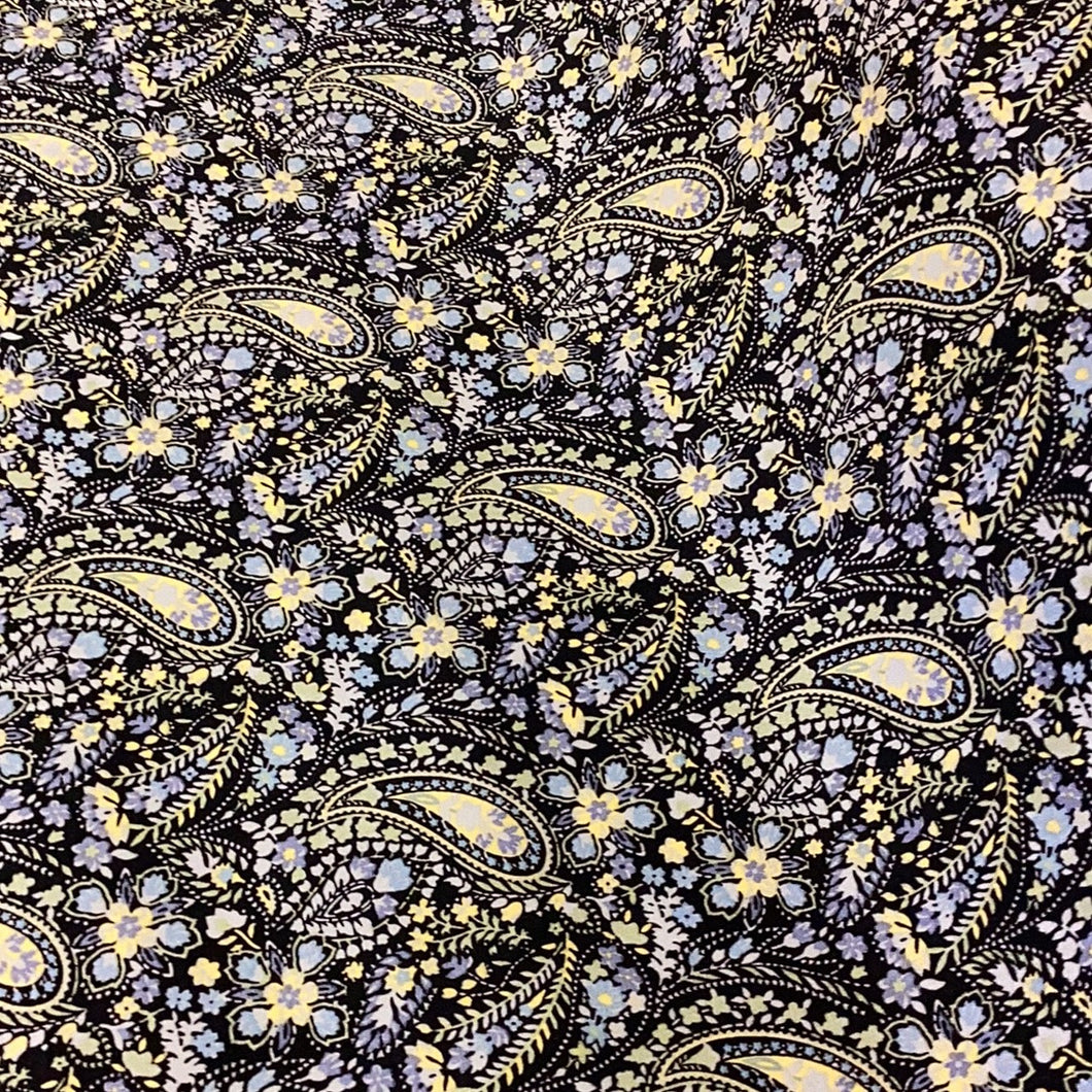 Paisley Blue and Yellow Poplin Print