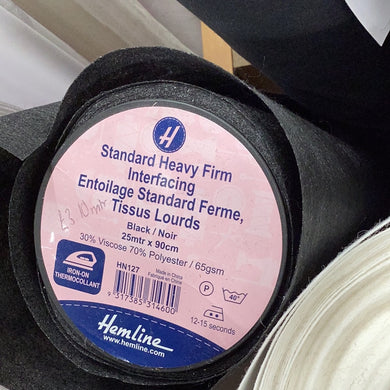 Black Heavy firm Iron on Interfacing