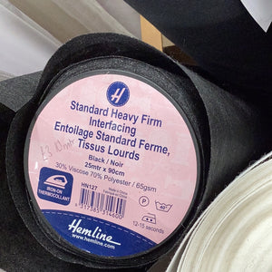 Black Heavy firm Iron on Interfacing