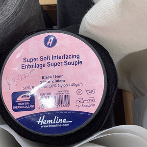 Black super soft Iron-on Interfacing