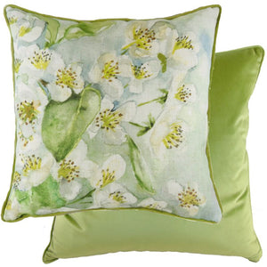 Pear Green Piped Blossoms Cushion