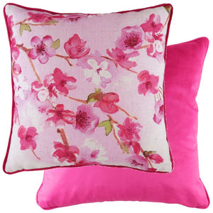 Cherry Magenta Piped Blossoms Cushion