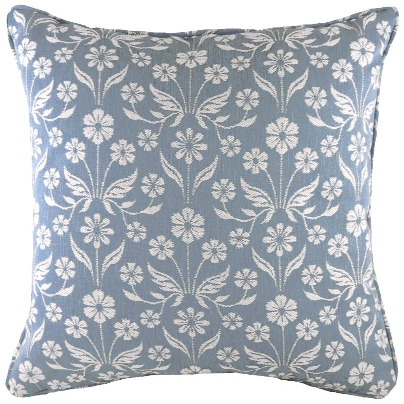 Blue Piped Glendale Floral Cushion