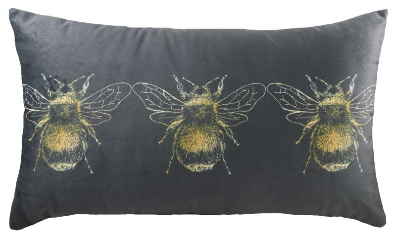 Dark Grey Gold Bee Cushion