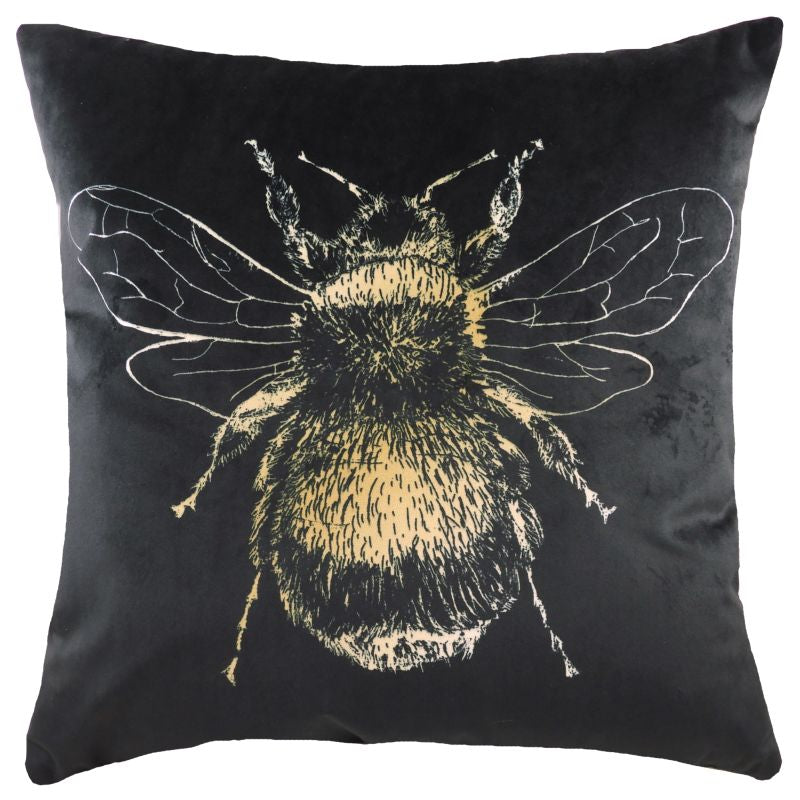Black Square Gold Bee Cushion