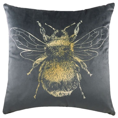 Dark Grey Square Gold Bee Cushion