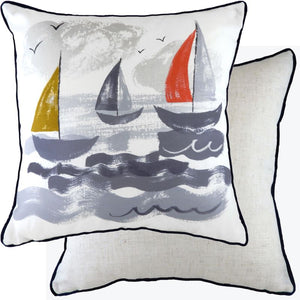 Piped Nautical Sailboats Cushion