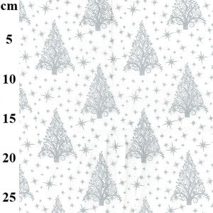 White/Silver Trees & Stars - Christmas Print