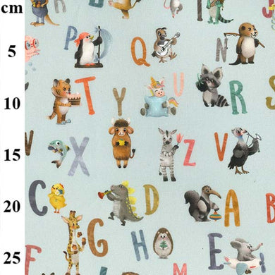 Alphabet Digital Print Lt Blue