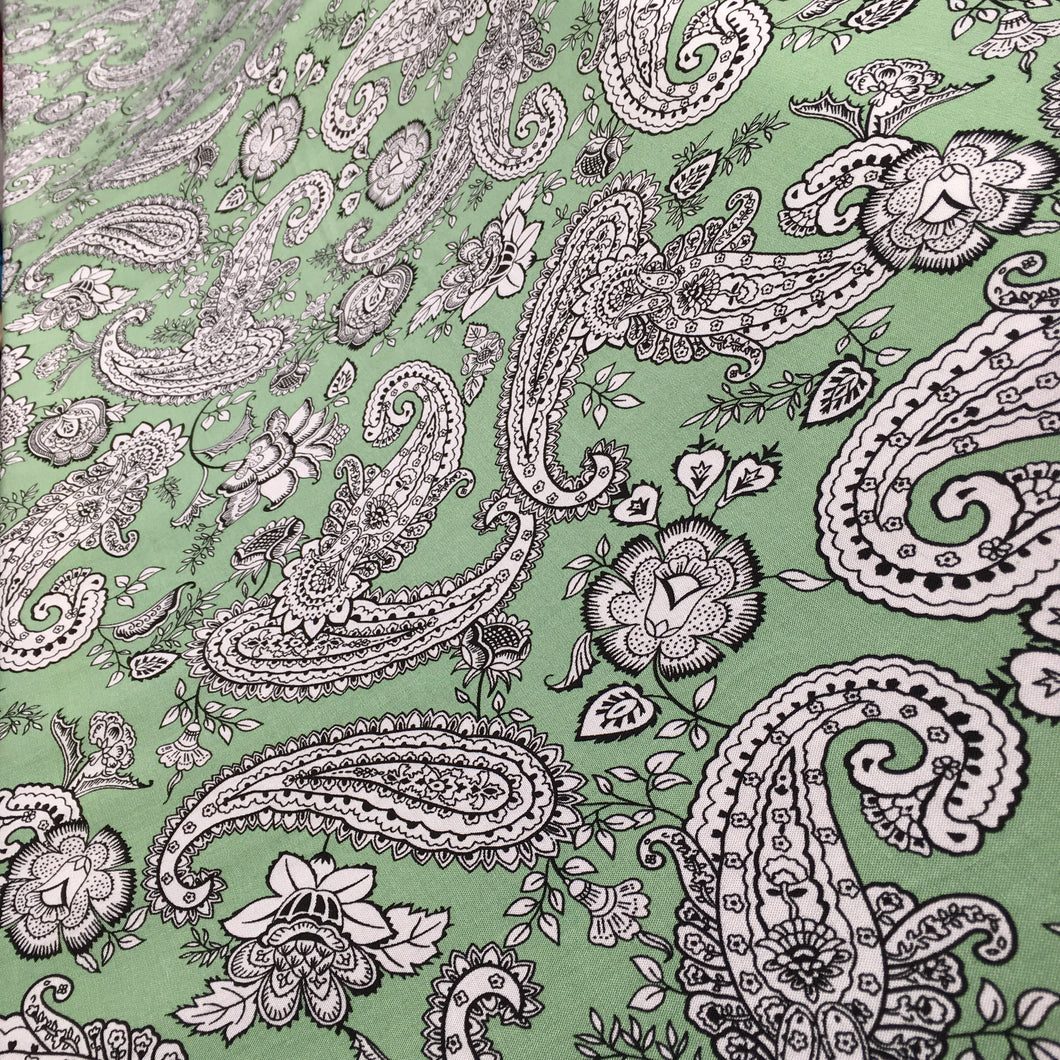 Green Paisley Viscose Print