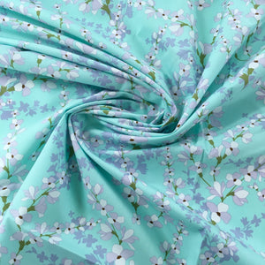 Mint Blossoms Poplin Print