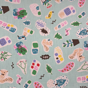 Mint Flower Pot Cotton Poplin