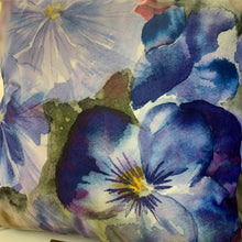 Load image into Gallery viewer, Blue Pansies Autumnal Cushion