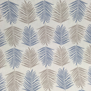 light blue and grey fern leaf curtain fabric