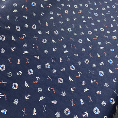 Navy Anchor Cotton Poplin