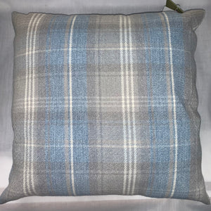 Blue Grey Stirling Check Cushion