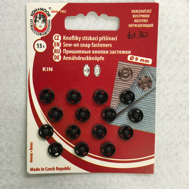 9mm black Snap Fasteners