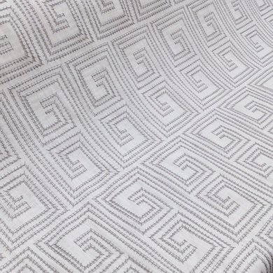 geometric squares curtain fabric on a neutral background