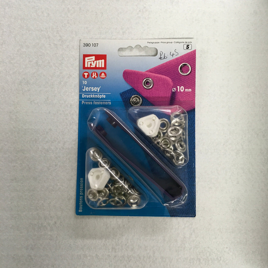 Silver Jersey Press Fasteners - 10mm