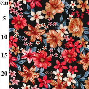 Black Floral Viscose Print