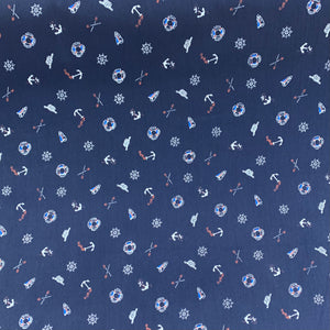 Navy Anchor Cotton Poplin