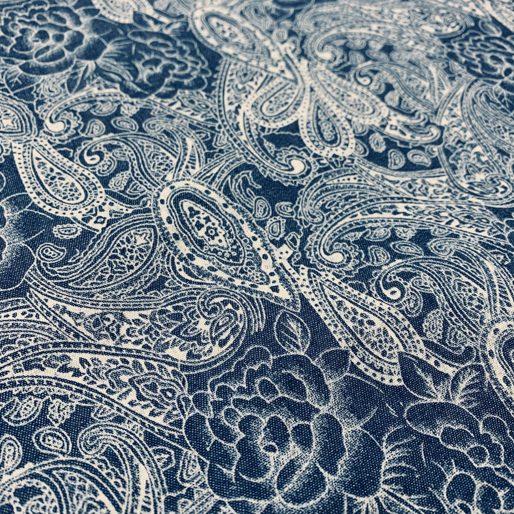 Dark Denim Paisley Print