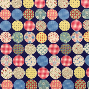 Navy Pattern Spots Cotton Poplin