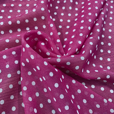 Cerise Polka Dot Chiffon