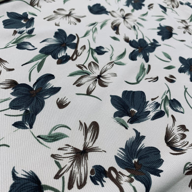 Cream Floral Stretch Twill