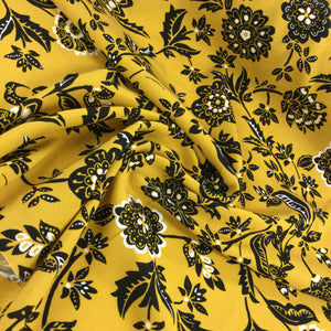 Ochre Floral Viscose Print