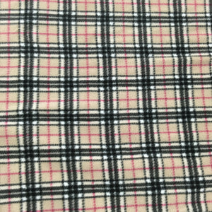 Beige Check with Pink Stripe Fleece