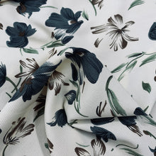 Load image into Gallery viewer, Cream Floral Stretch Twill
