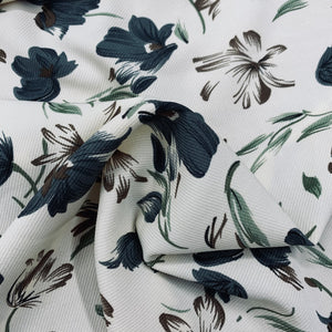 Cream Floral Stretch Twill