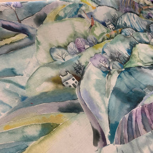 curtain fabric with multi colours of watercolour