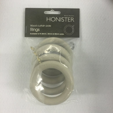 Grey Wood Curtain Pole Rings - 35mm