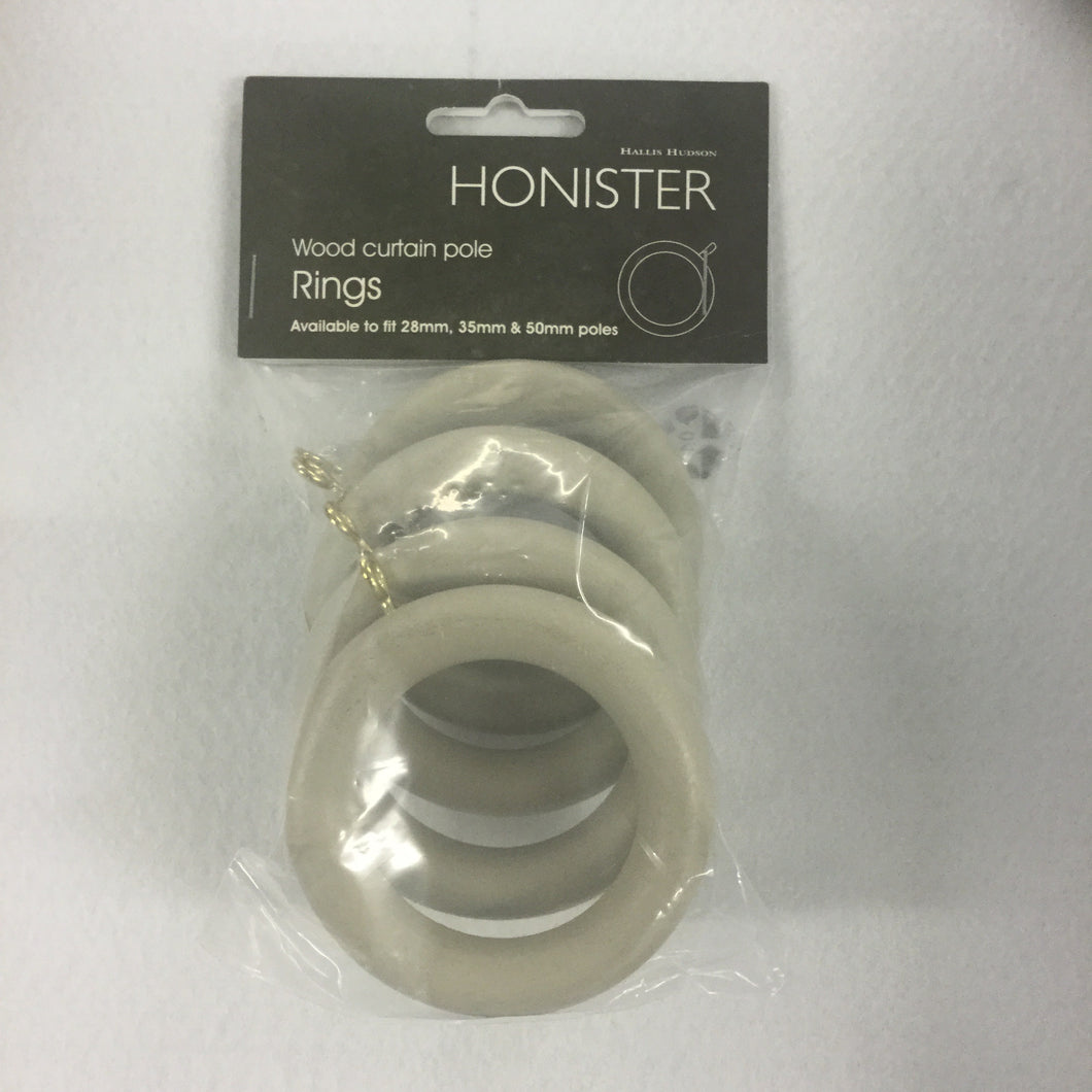 Grey Wood Curtain Pole Rings - 35mm