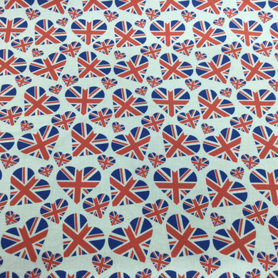 Union Jack hearts cotton print