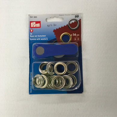 Silver Eyelets With Washers - 14mm
