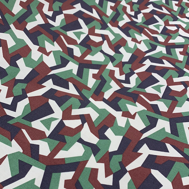 Cream/Green Camouflage Cotton Poplin